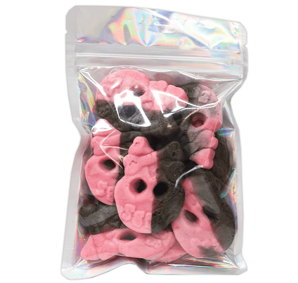 Bubs Foam Raspberry Drop Skulls - Candywrap.nl