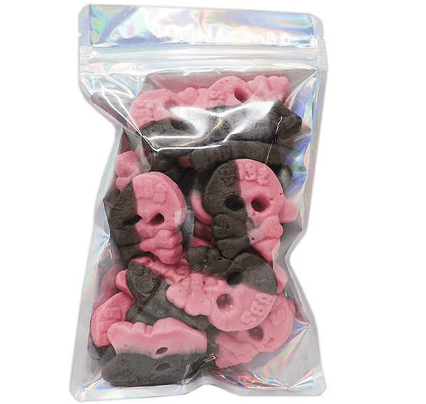 Bubs Foam Raspberry Drop Skulls - Candywrap.nl
