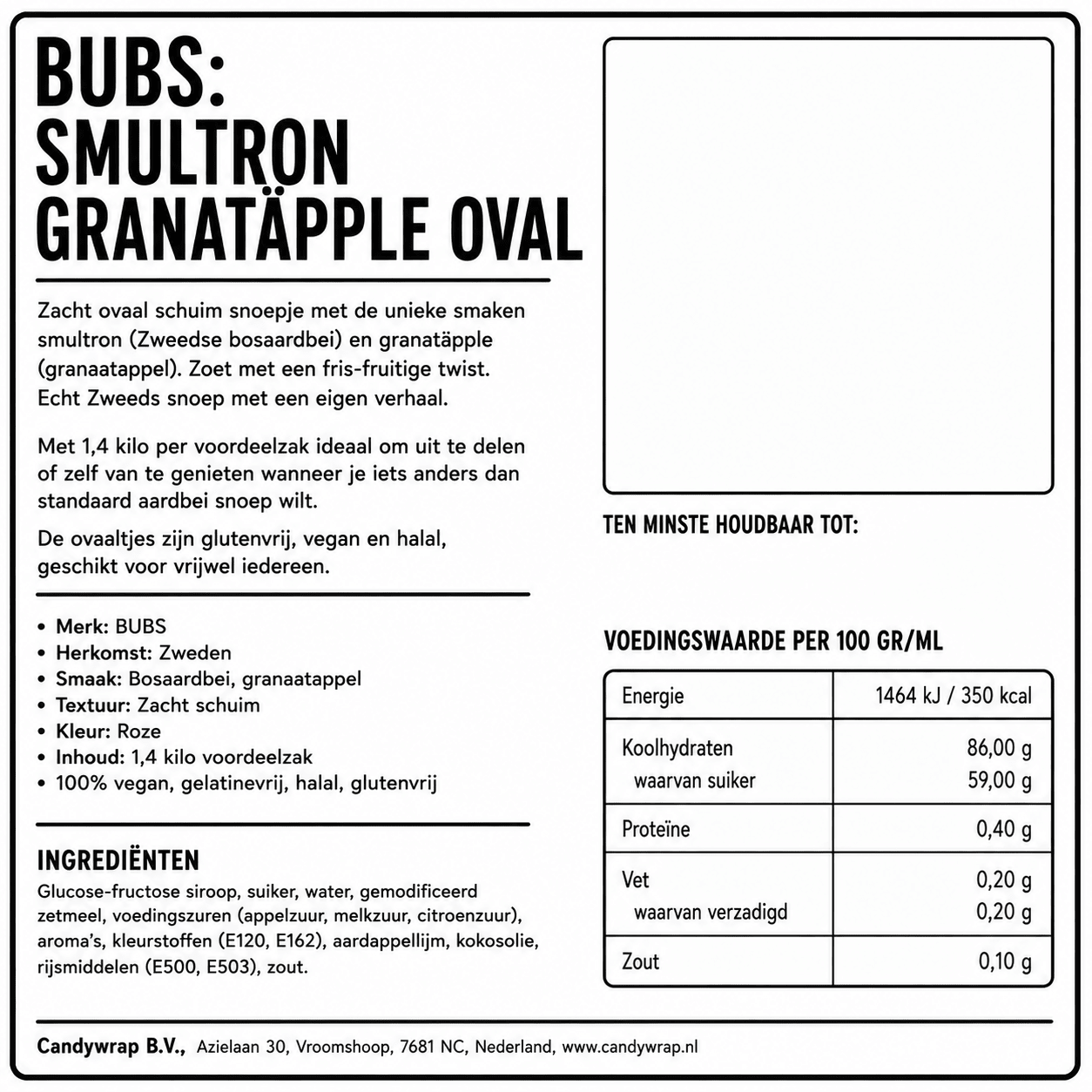 BUBS Smultron Granatäpple aardbei granaatappel Zweeds snoep voordeelzak