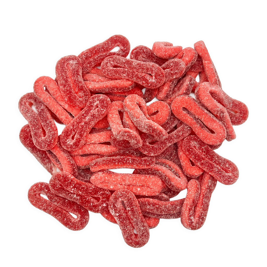 Aardbei snoep van Damel, Sugared Strawberry Rings voordeelzak met gesuikerde rode ringen