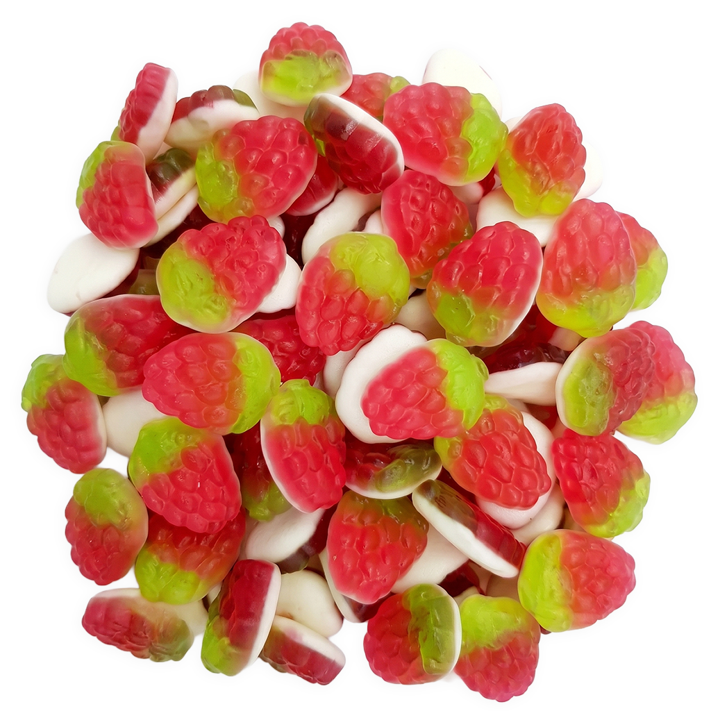 Aardbeien snoep van Frisia, White Bottom Strawberries voordeelzak met rood-witte vegan aardbeien