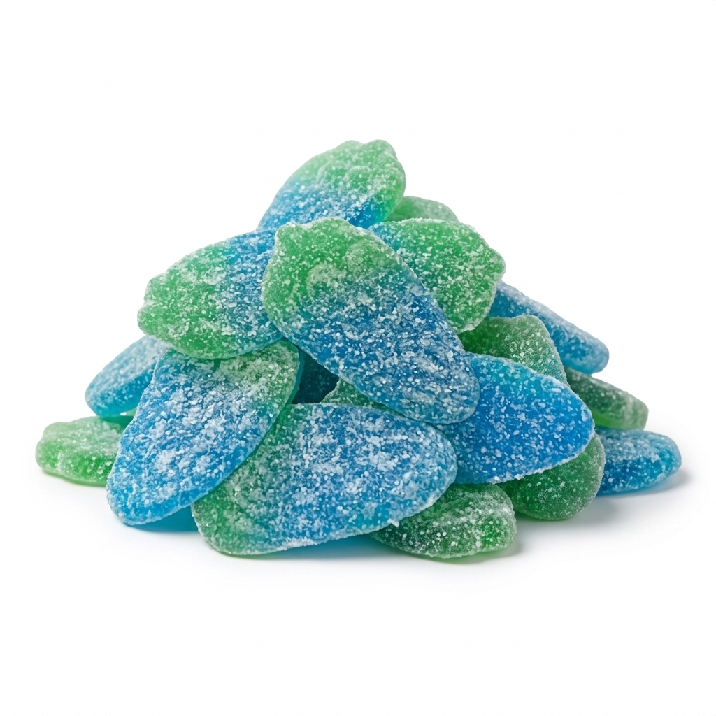 Vidal Sour Blue Raspberry, felblauwe gezuurde gummy snoepjes, zak van 1 kilo