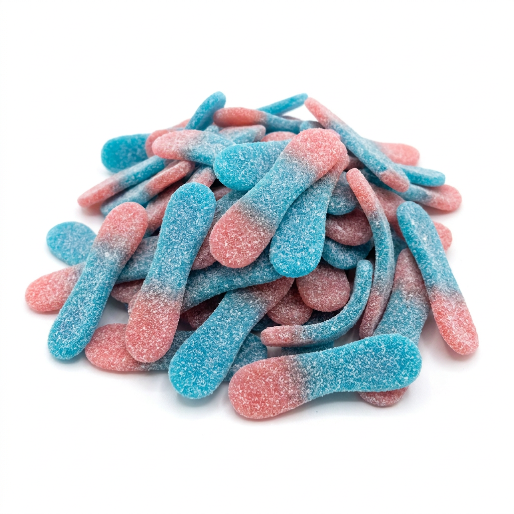 Lollywood Zure Bubblegum Tongen, platte zure snoeptongen met bubblegumsmaak