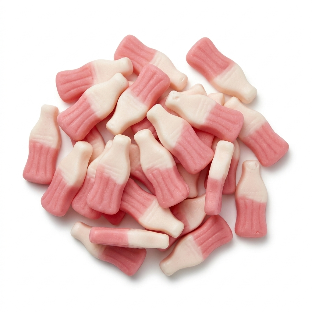 Frisia Strawberry Milkshake, roze-witte snoepflesjes met aardbei milkshake smaak