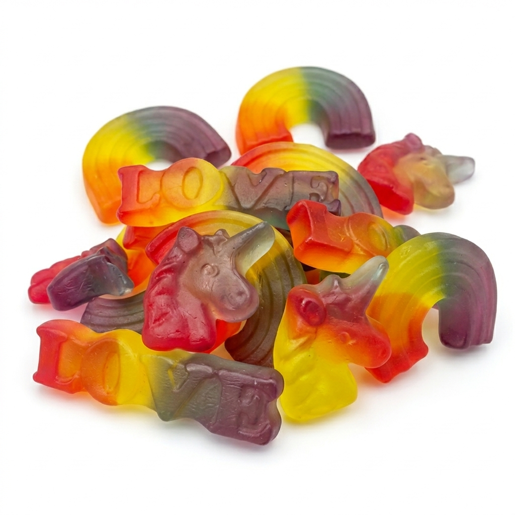 Katja Regenboog Geluk 500g voordeelzak vrolijke regenboog fruit gums snoep schepsnoep online kopen