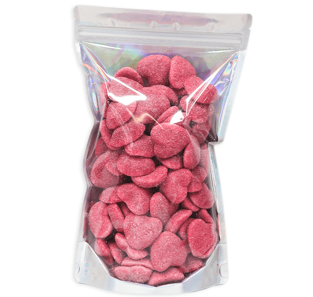 Light Sour Jelly Filled Strawberry Hearts - Candywrap.nl