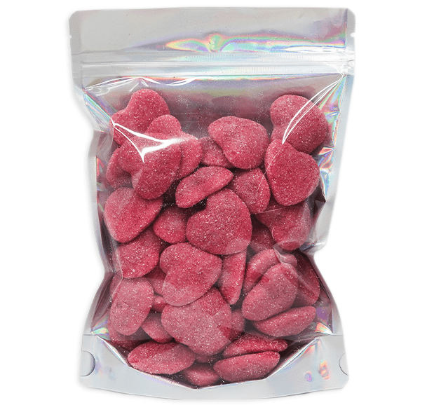 Light Sour Jelly Filled Strawberry Hearts - Candywrap.nl