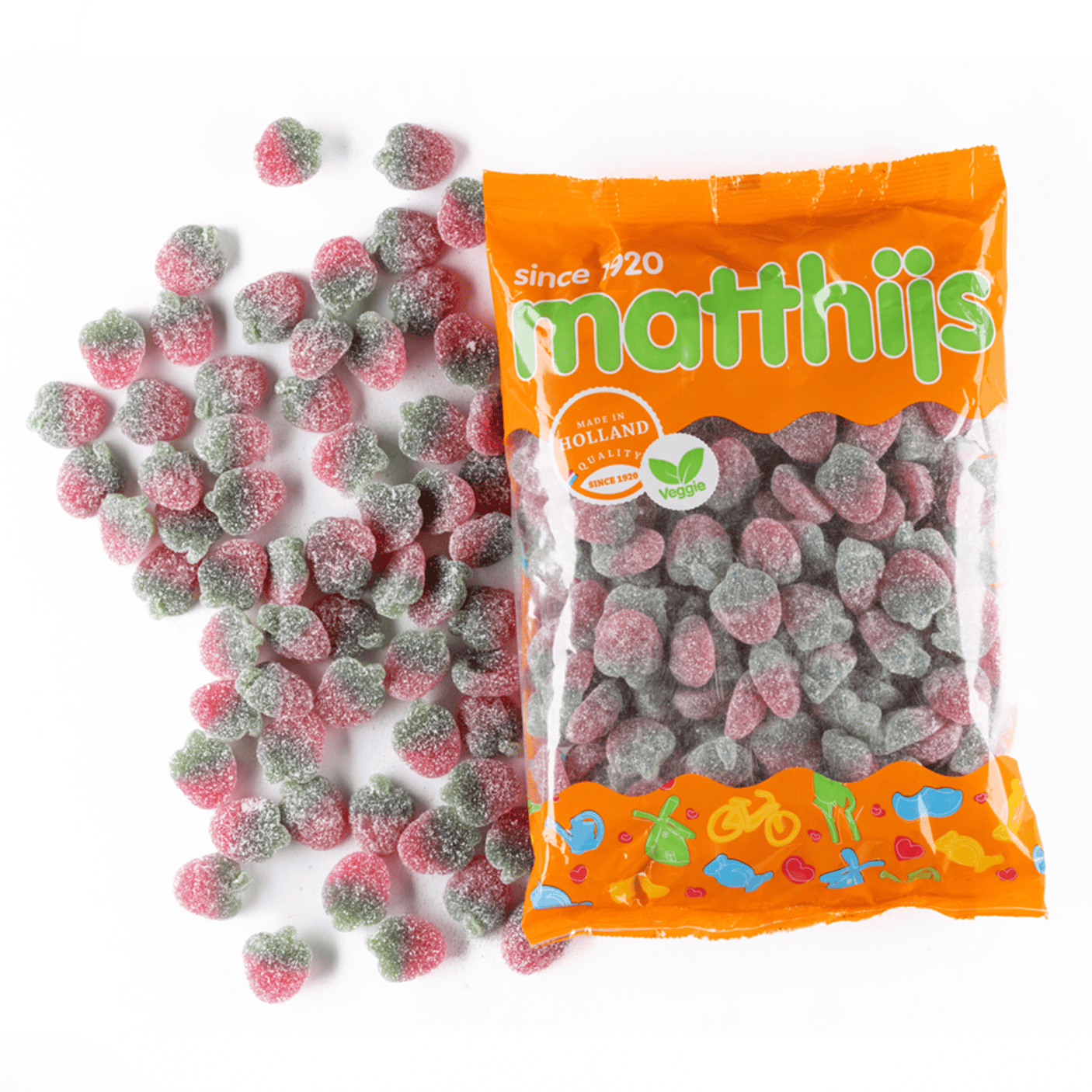 Vegan zure aardbei snoep Matthijs 1 kilo gelatinevrij schepsnoep online bestellen