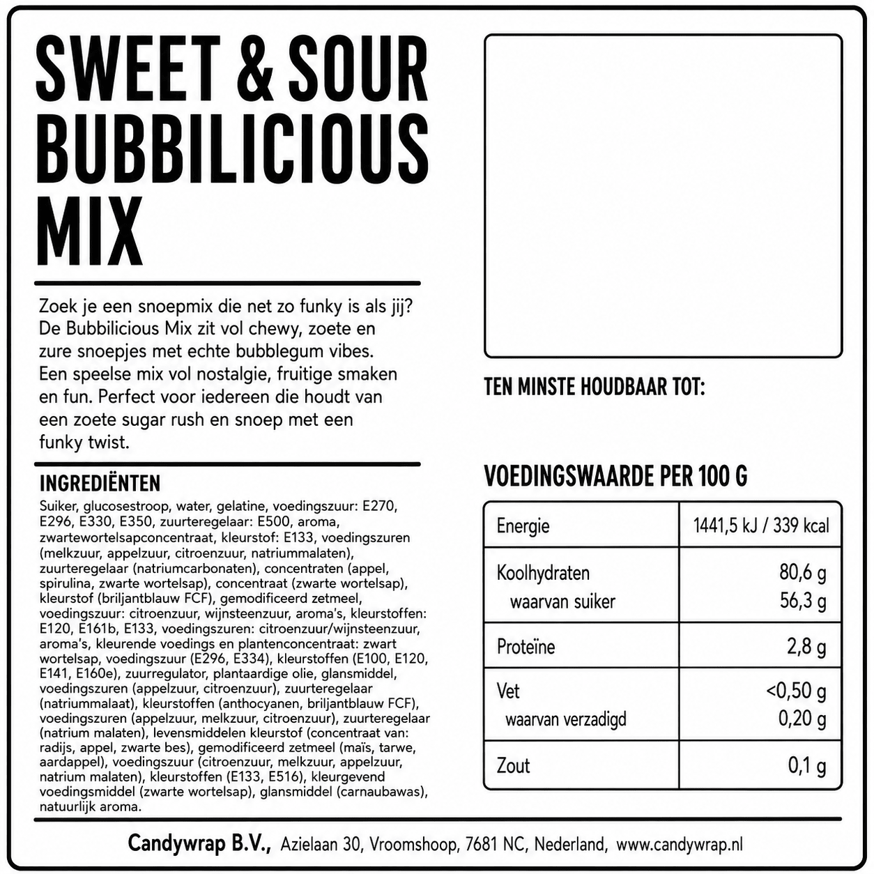 Sweet & Sour Bubbilicious Mix - Candywrap.nl