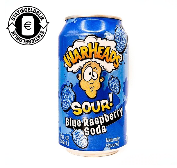 Warheads Sour Blue Raspberry Soda (355ml) - Candywrap.nl