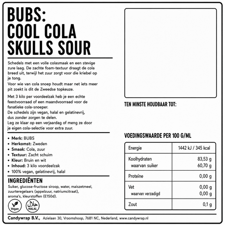 BUBS: Cool Cola Skulls Sour - Candywrap.nl