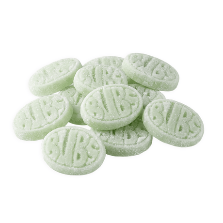 Peer snoep van BUBS, Cool Mini Fruity Pear Ovals voordeelzak met groene vegan schuim ovals