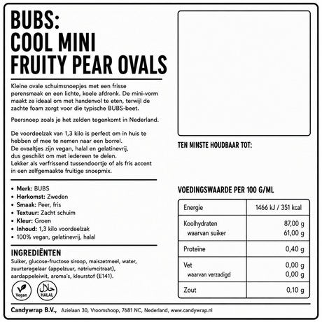 BUBS: Cool Mini Fruity Pear Ovals - Candywrap.nl