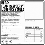 BUBS: Foam Raspberry Liquorice Skulls - Candywrap.nl