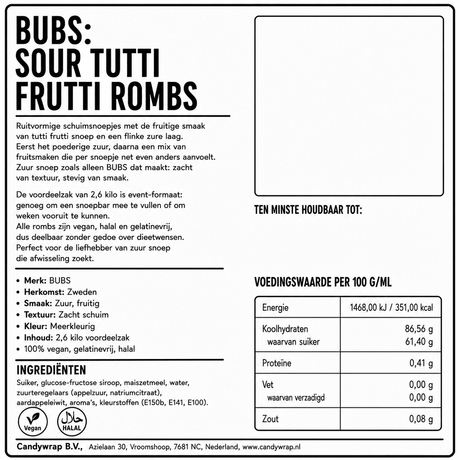 BUBS: Sour Tutti Frutti Rombs - Candywrap.nl