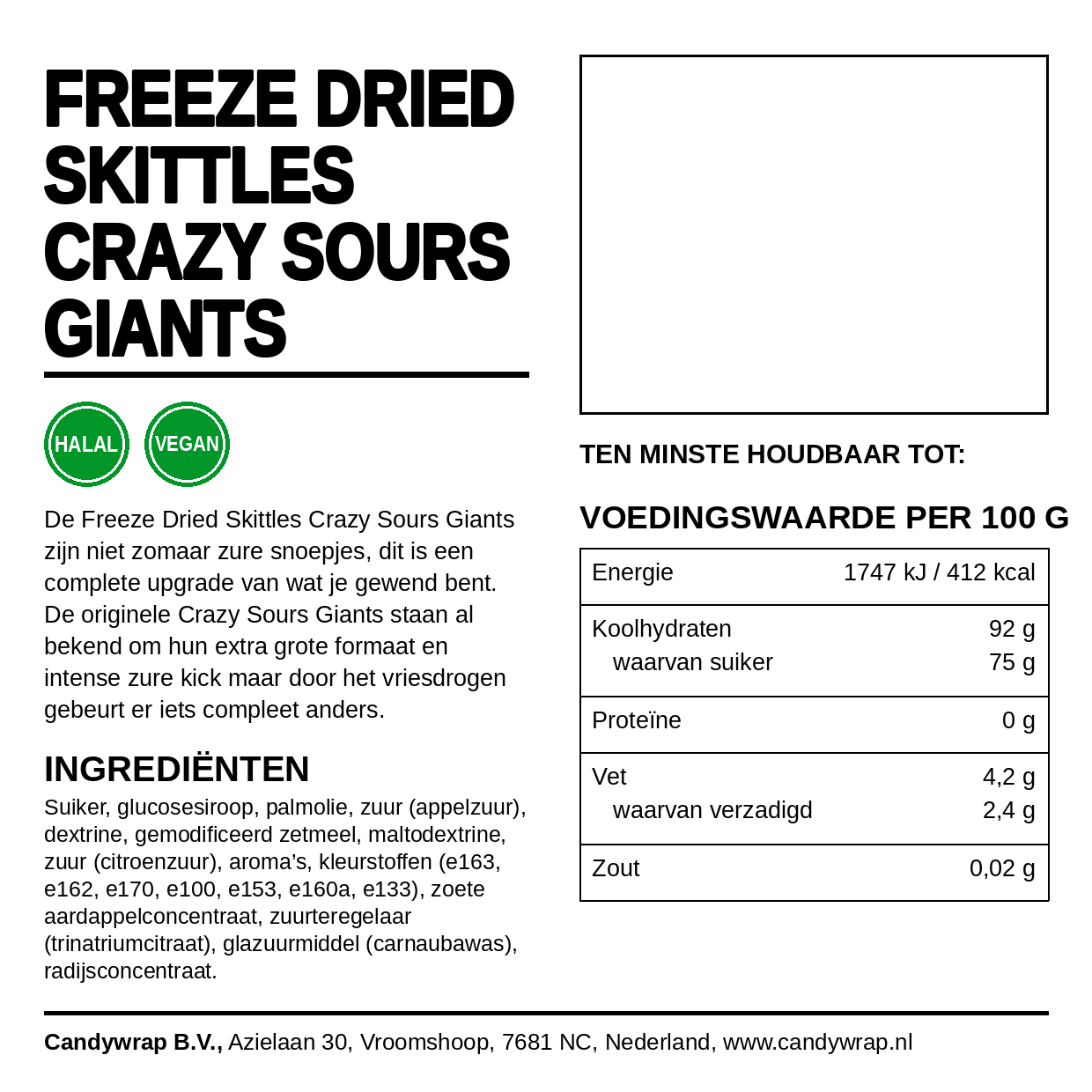 Freeze Dried Skittles Crazy Sours Giants - Candywrap.nl