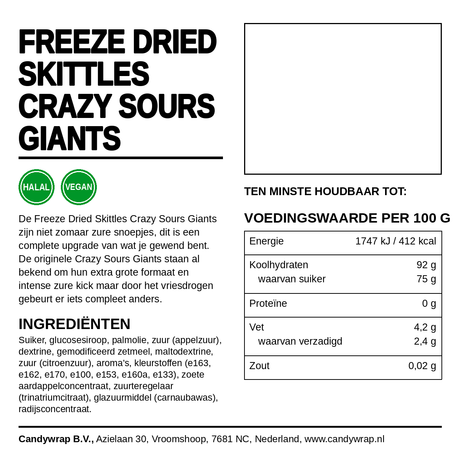 Freeze Dried Skittles Crazy Sours Giants - Candywrap.nl