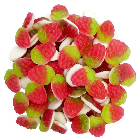 Aardbeien snoep van Frisia, White Bottom Strawberries voordeelzak met rood-witte vegan aardbeien