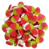 Aardbeien snoep van Frisia, White Bottom Strawberries voordeelzak met rood-witte vegan aardbeien
