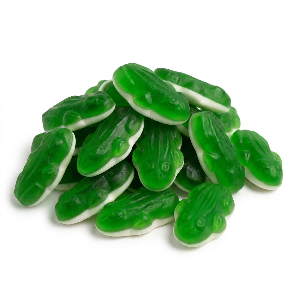 Haribo Kikkers voordeelzak chewy groene marshmallow kikkers snoep met perziksmaak schepsnoep online kopen