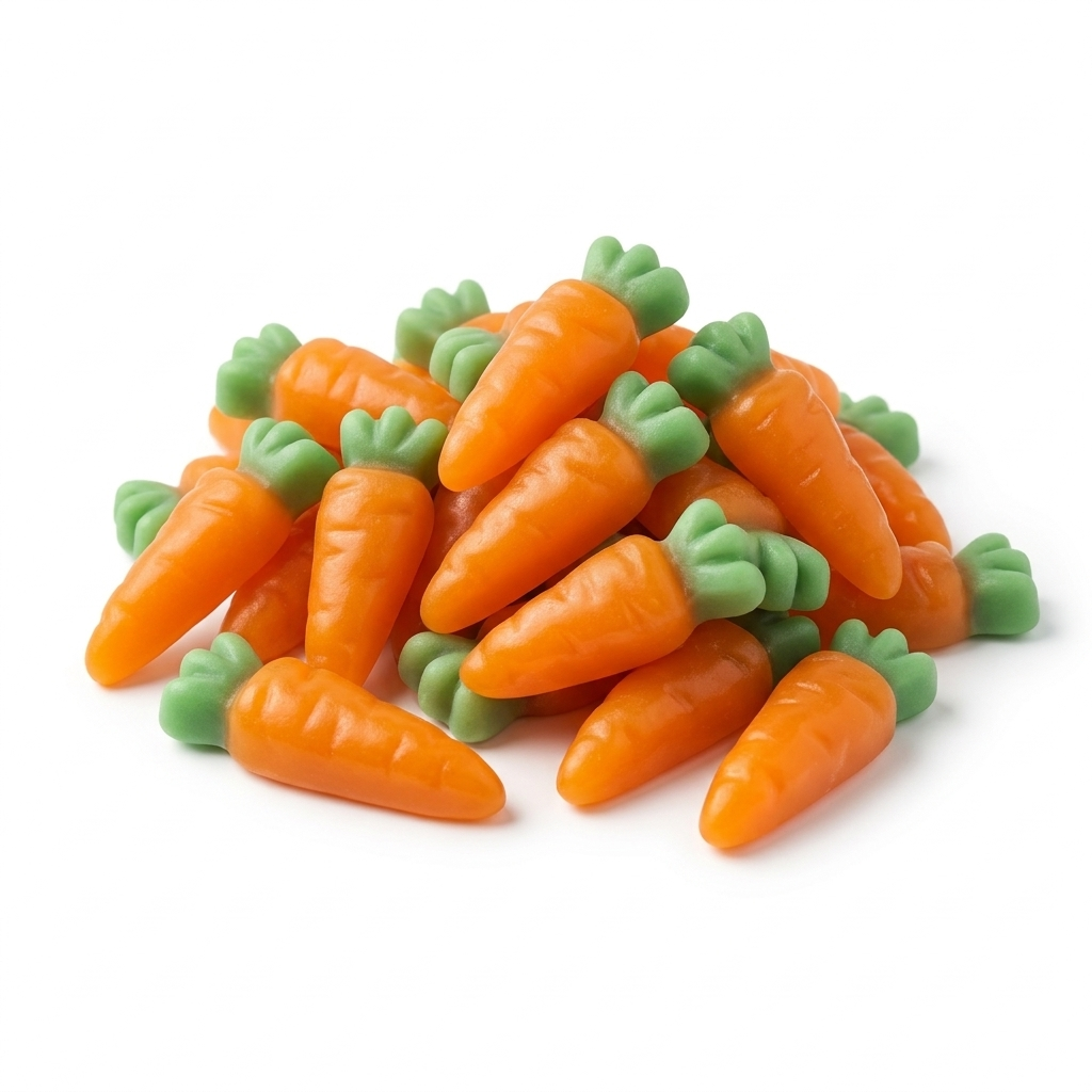 Vidal Wortels, oranje gummy worteltjes met groen kroontje, zak van 1 kilo