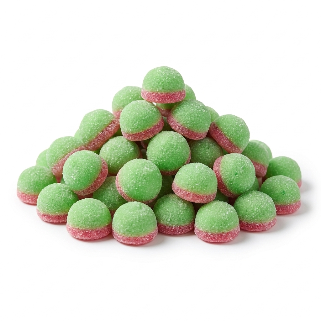 Vidal Filled Watermelons, groene en rode gezuurde mini watermeloen gummies