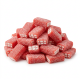 Vidal Sour Strawberry Bricks, rode gezuurde blokjes met witte roomvulling, zak van 1 kilo