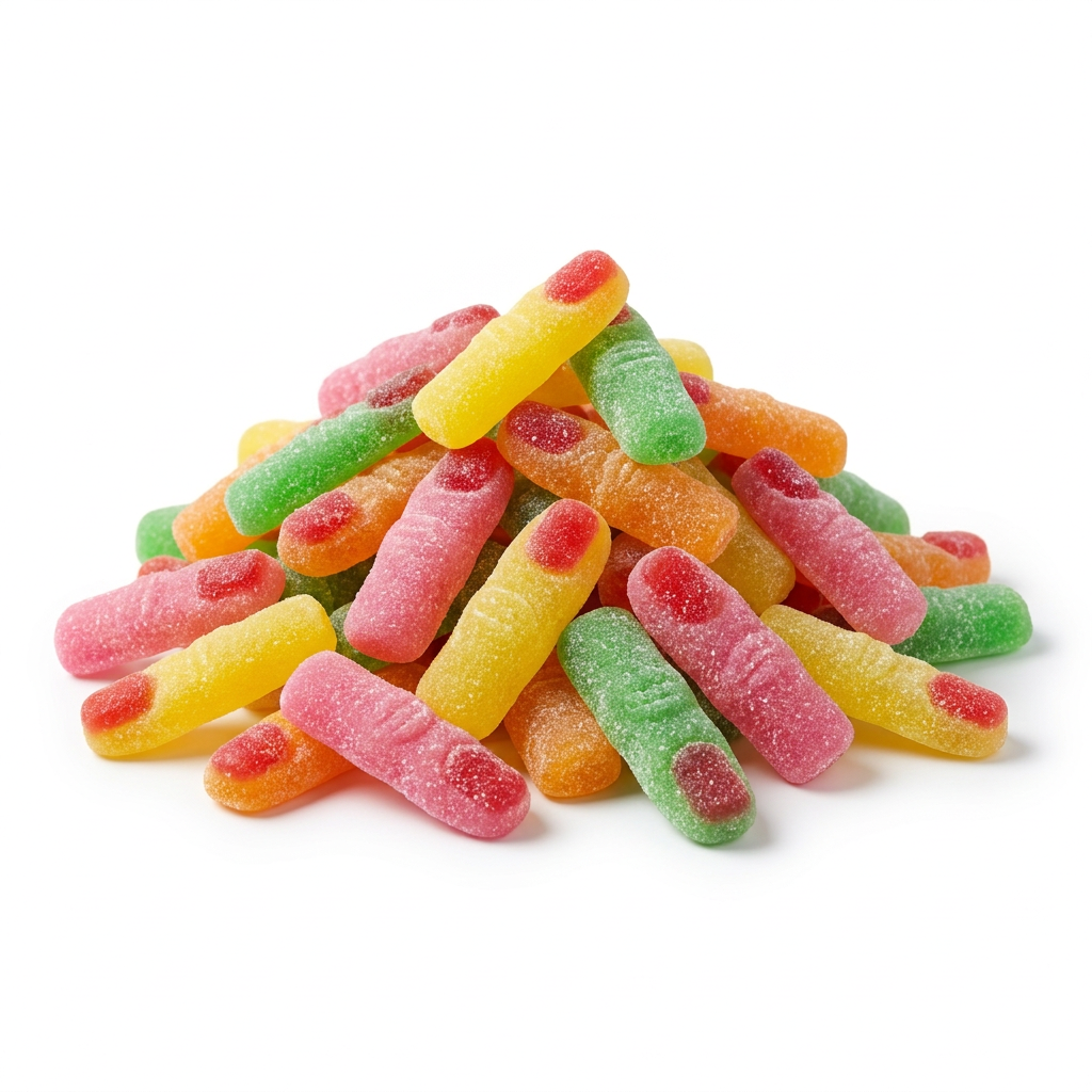 Vidal Zure Vingers, felgekleurde gummy vingers met zure suikerlaag, zak van 1 kilo