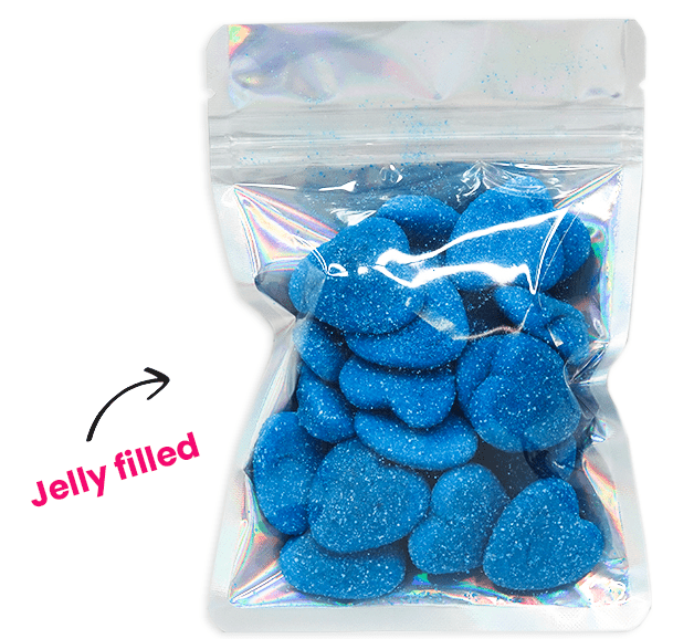 Light Sour Jelly Filled Raspberry Hearts - Candywrap.nl