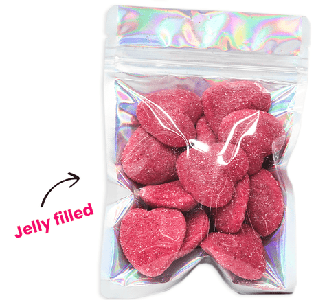 Light Sour Jelly Filled Strawberry Hearts - Candywrap.nl