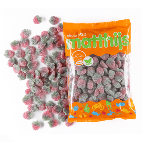 Vegan zure aardbei snoep Matthijs 1 kilo gelatinevrij schepsnoep online bestellen