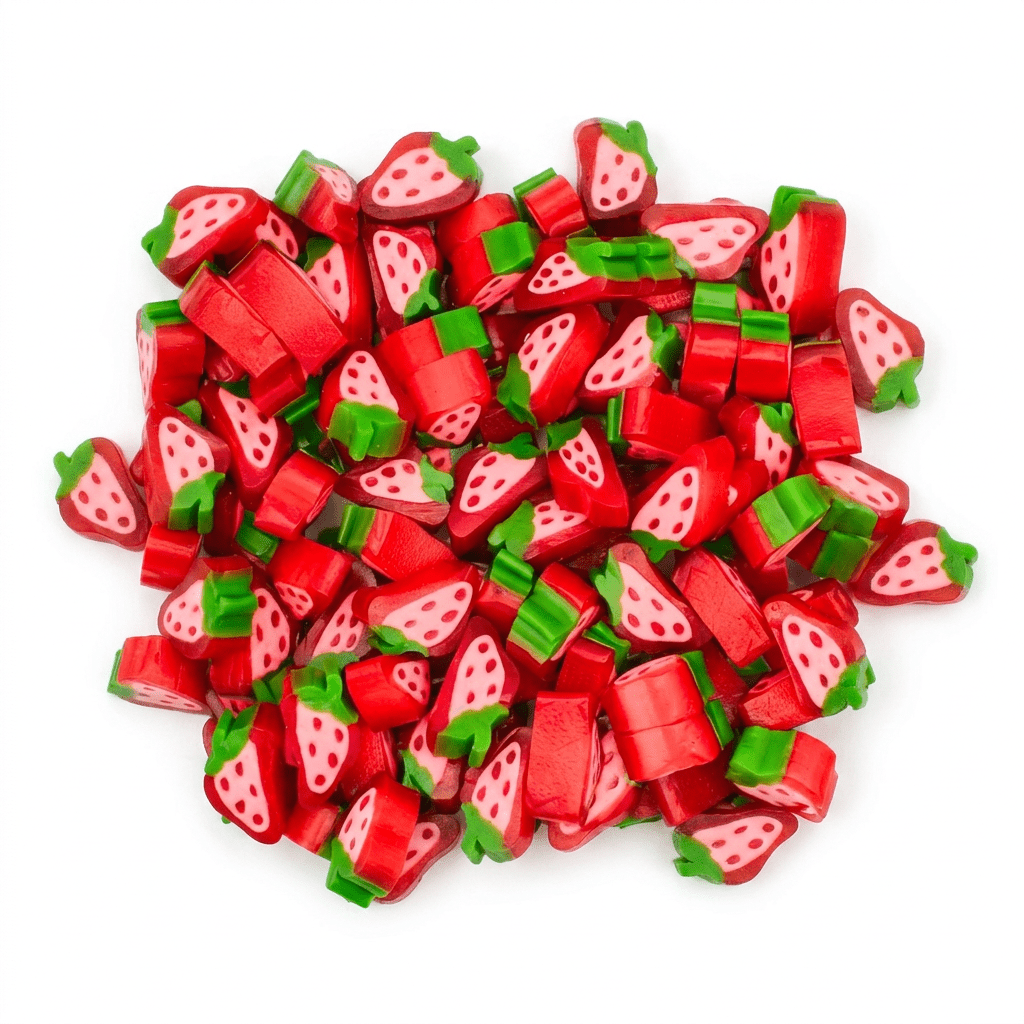 Vidal Strawberry Slices 1kg voordeelzak Spaans chewy aardbei plakken appelsap snoep