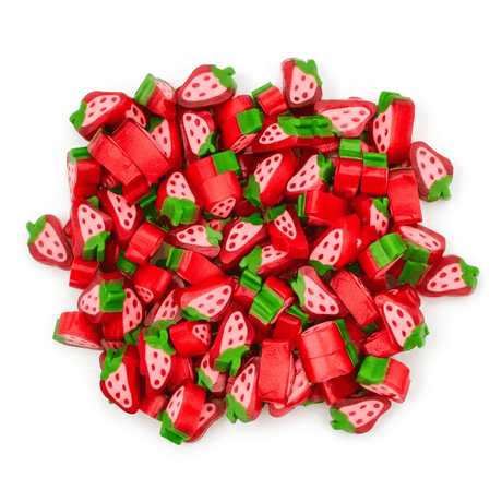 Vidal Strawberry Slices 1kg voordeelzak Spaans chewy aardbei plakken appelsap snoep