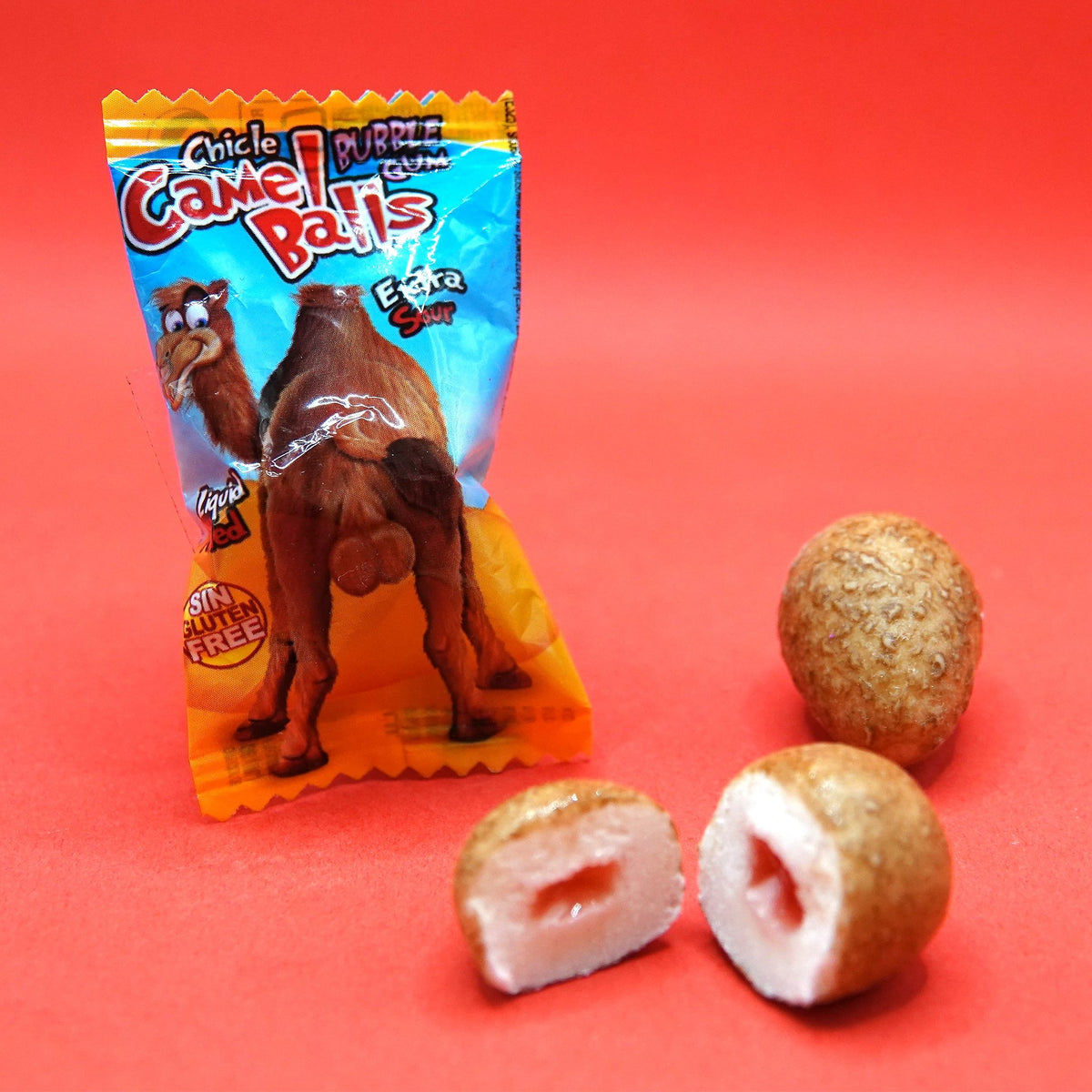 Fini Camel Balls Liquid Filled Extra Sour Bubble Gum - 50 Count Bulk Bag - Gluten Free, Halloween Party Favors